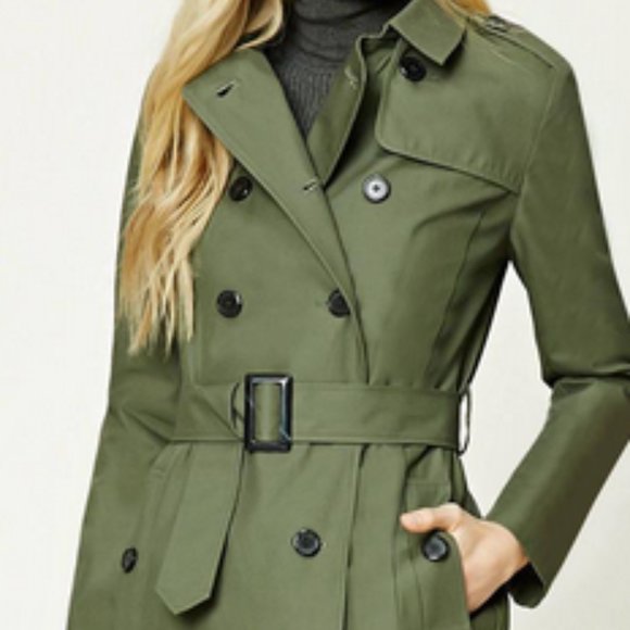 Forever 21 Jackets & Blazers - LAST CHANCE NEW NWT Forever 21 Olive Green Trench Coat M Double Breasted Army